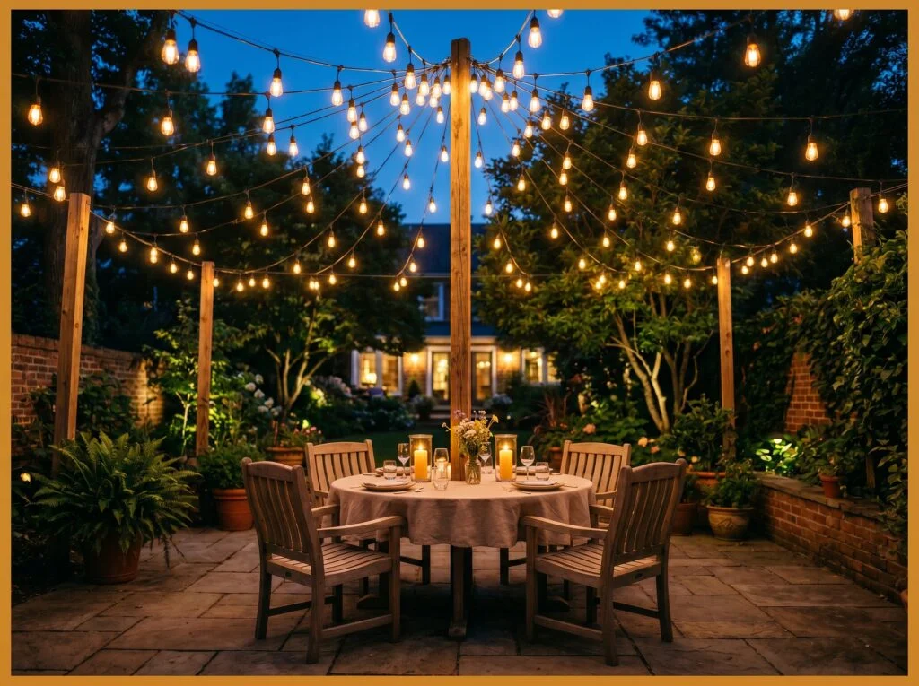 String Lights in a Canopy Pattern