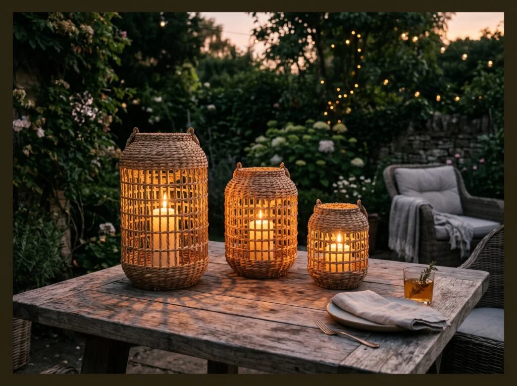 Seagrass Lantern Trio at Different Heights