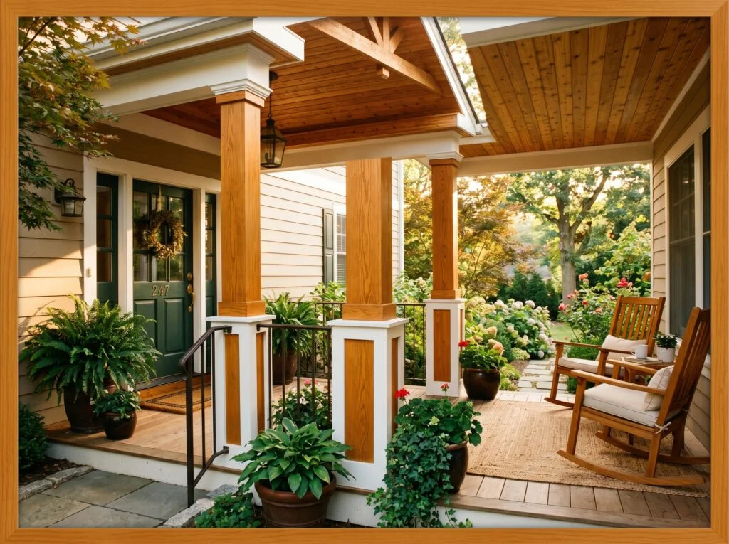 Stain Columns in a Warm Wood Tone