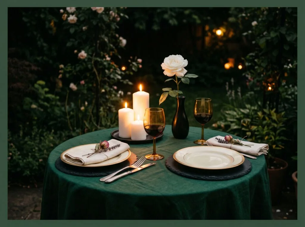 Romantic Candlelit Dinner for Two Table Setting