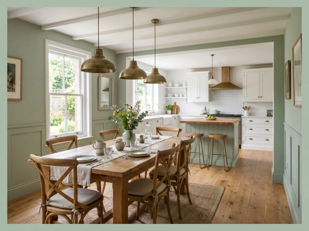 Sage Green Kitchen-Dining Open Plan