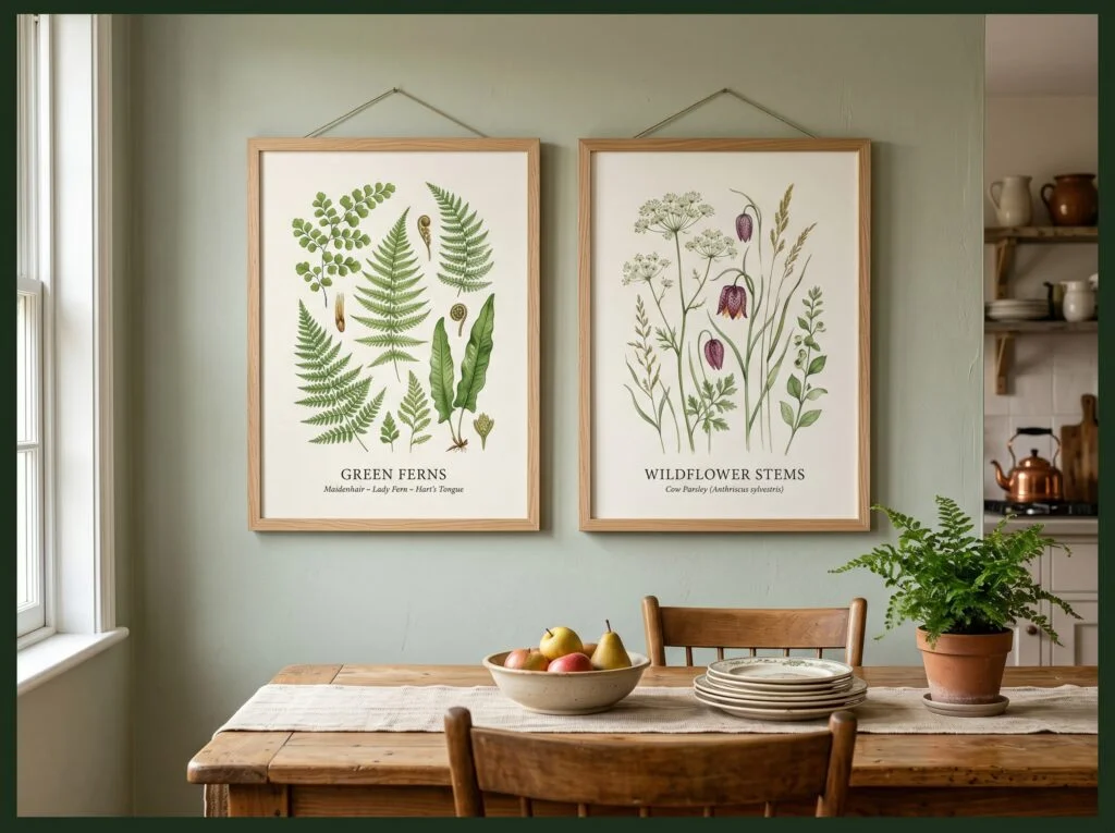 Botanical Art Prints in Light Oak Frames