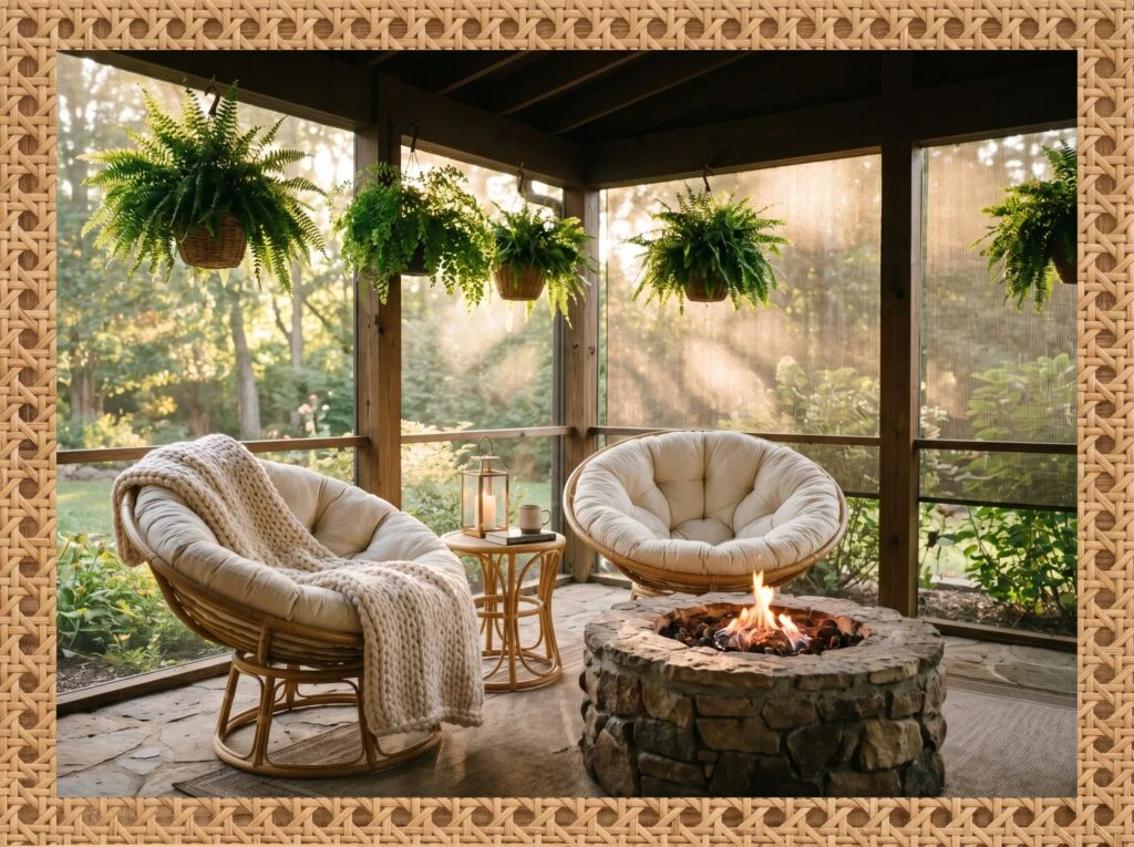 Papasan Chairs with Weatherproof Cushions