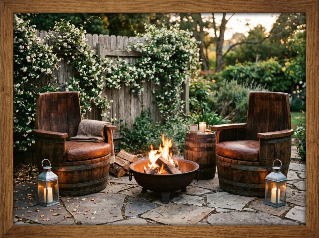 Rustic Wooden Barrel Chairs