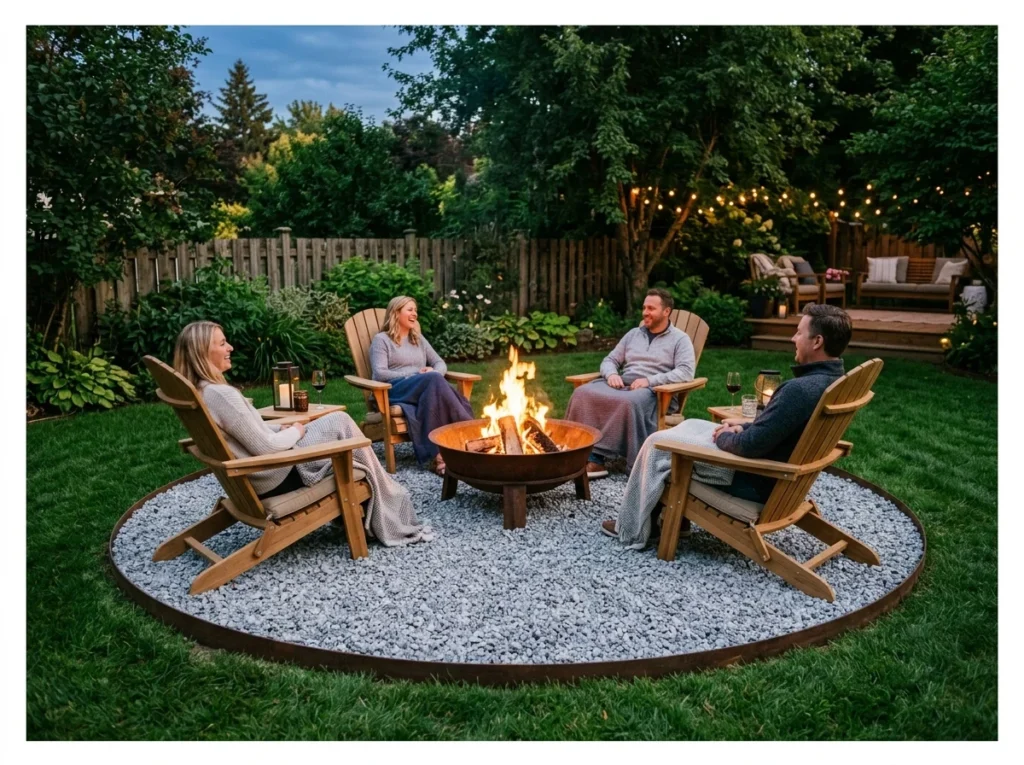 Fire Pit Lounge with Gravel Circle