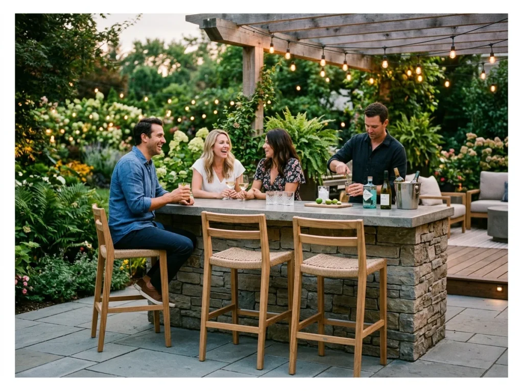 Outdoor Bar Stools at a Counter