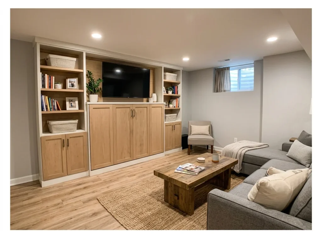 Basement Family Room with a Murphy Bed