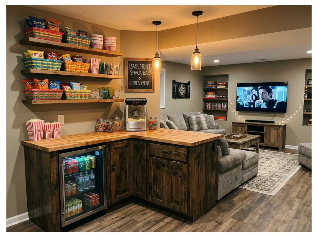 Basement with a Snack Station