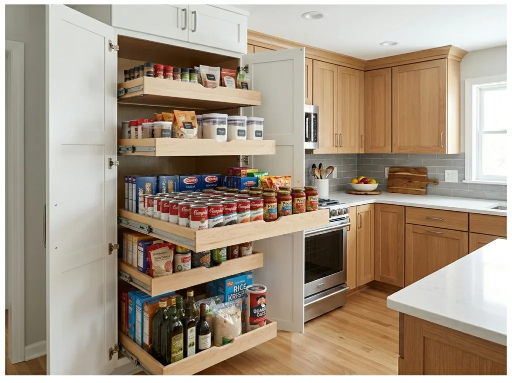 Corner Pantry with Pull-Out Drawers