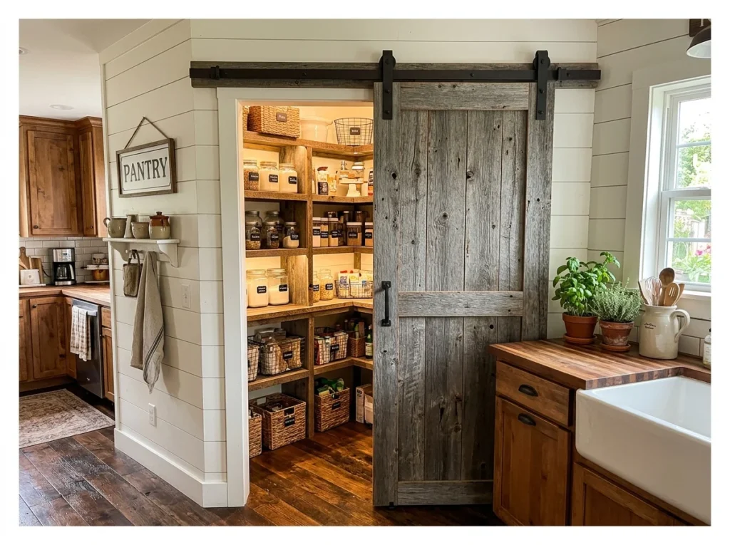 Corner Pantry with Barn Door
