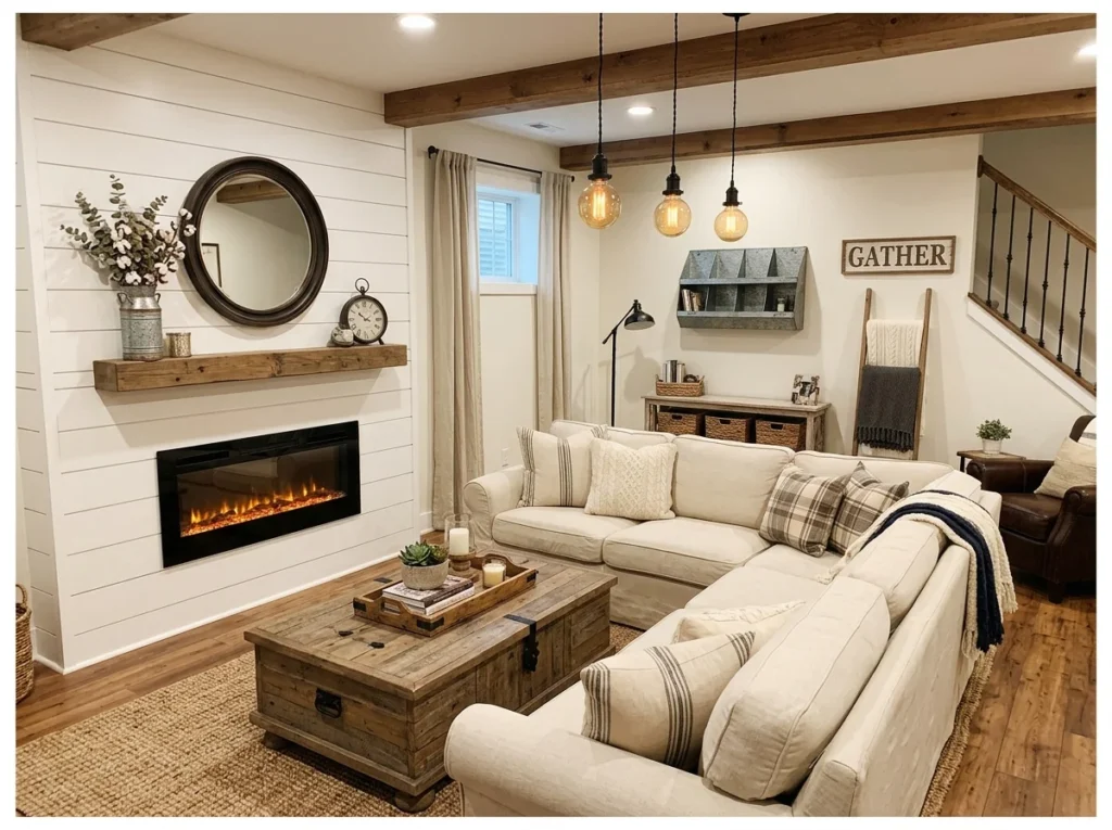 Farmhouse Basement Family Room