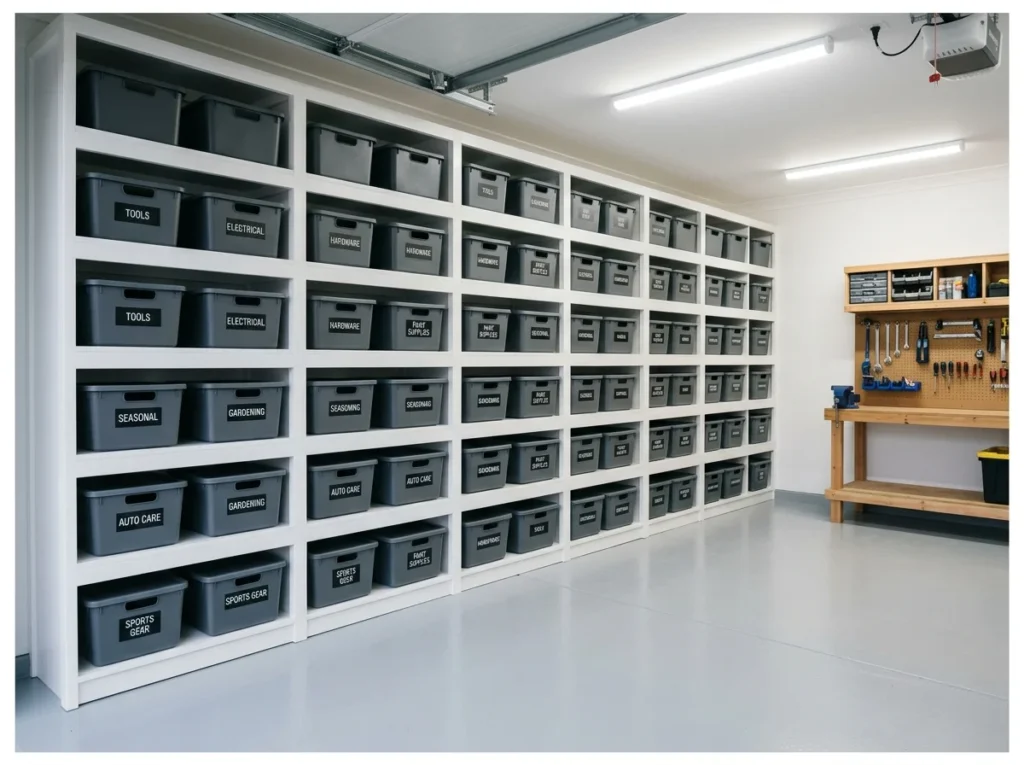 Garage with Built-In Shelving