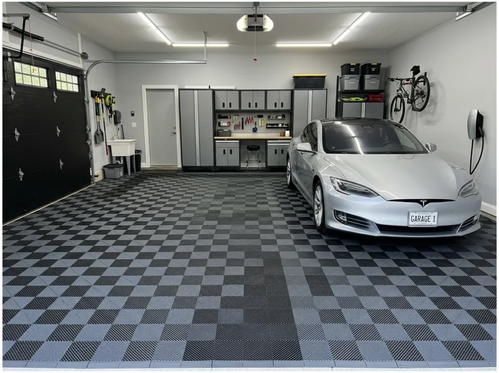 Garage with Flooring Tiles