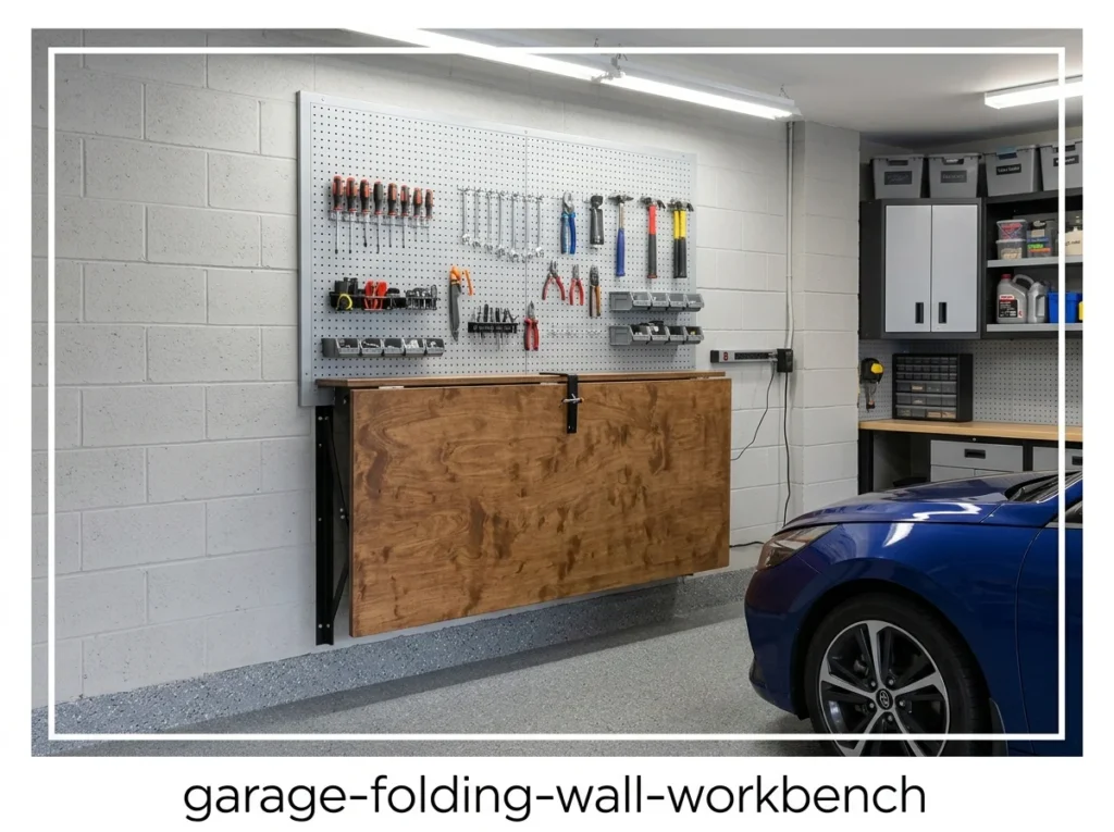 Garage with Folding Wall Workbench