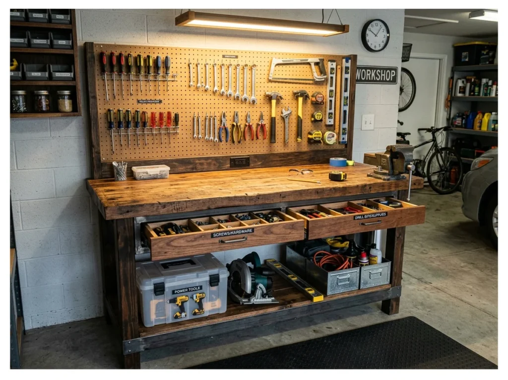 Garage Workbench with Storage