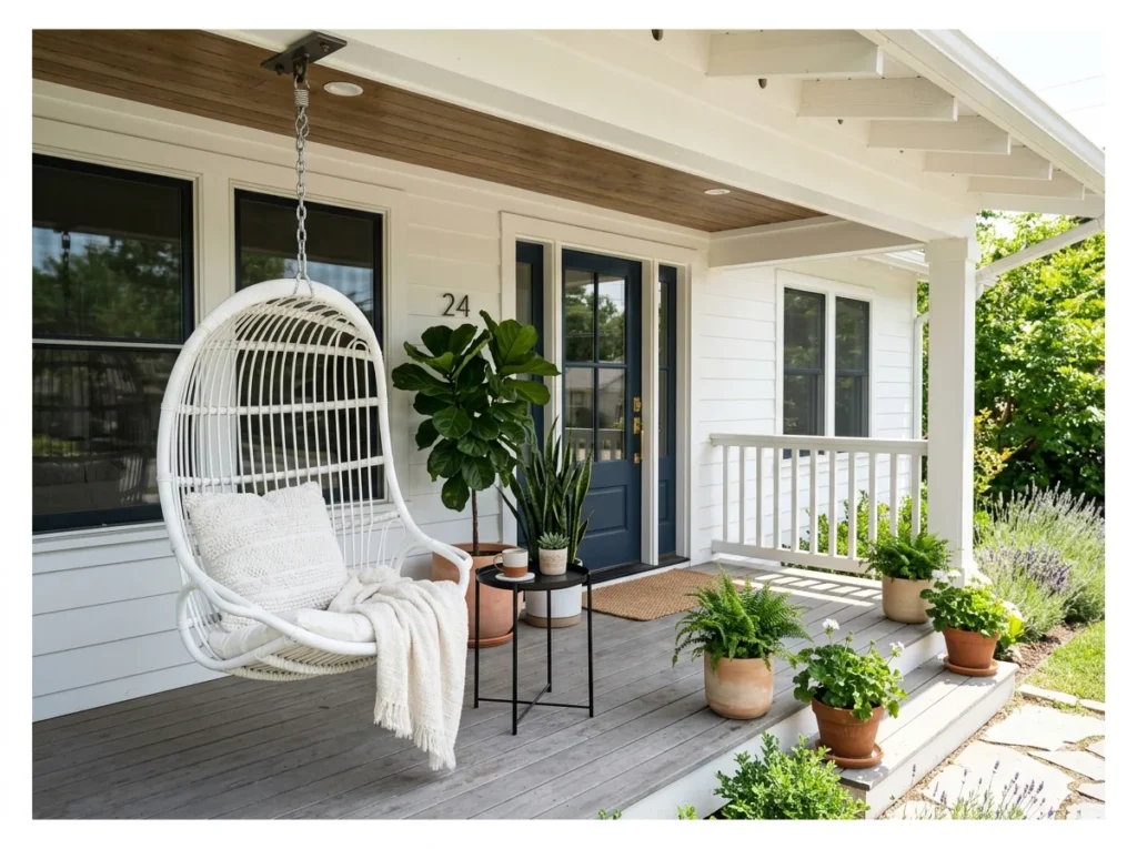 Porch with Hanging Egg Chair