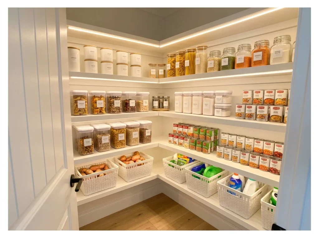 Corner Pantry with LED Lighting