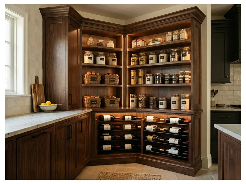 Corner Pantry with Wine Storage