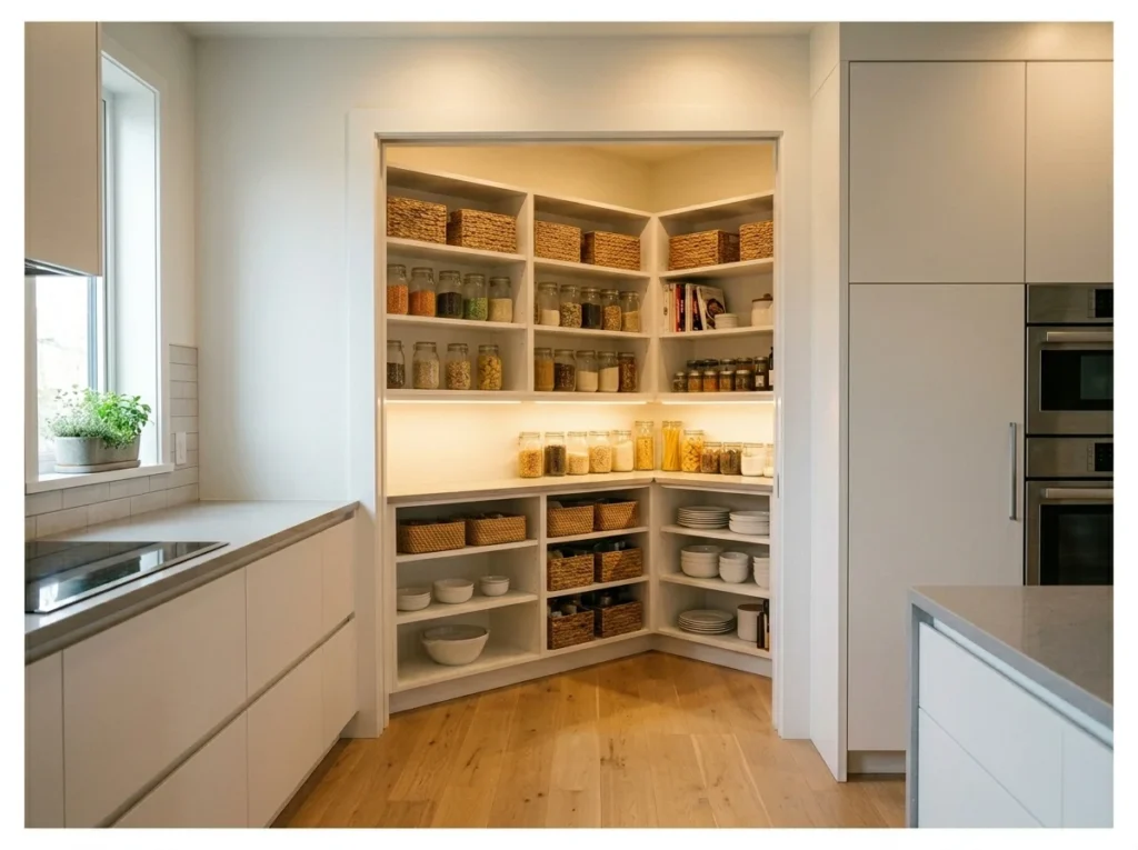 Corner Pantry with Pocket Door