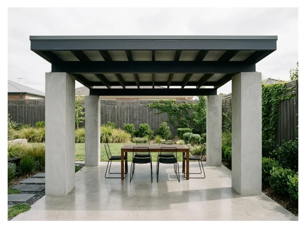 Minimalist Concrete and Steel Gazebo