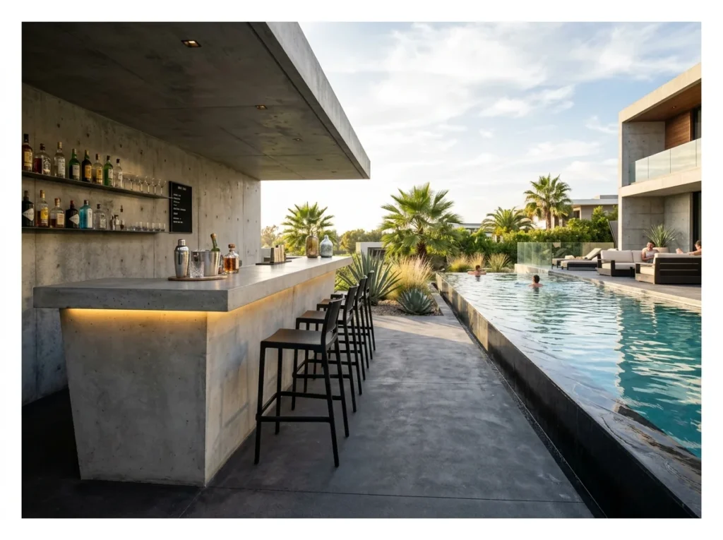 Modern Concrete Pool Bar
