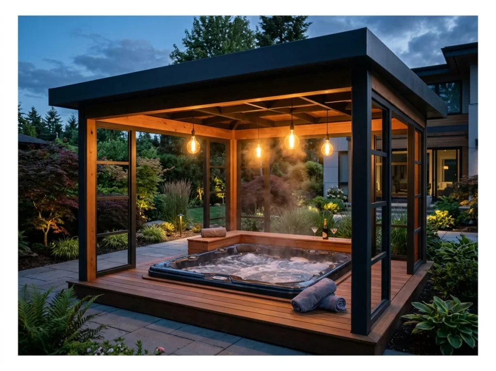 Modern Gazebo with Spa or Hot Tub