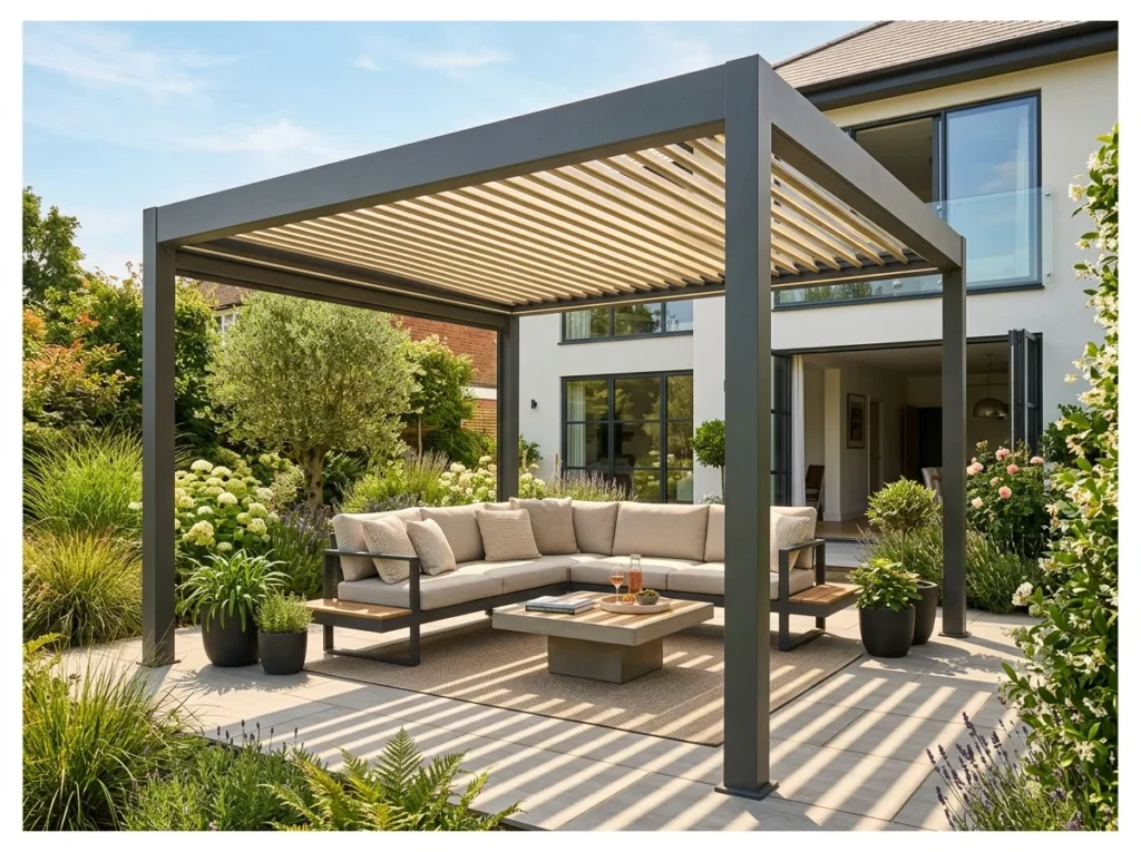 Modern Gazebo with Louvered Roof