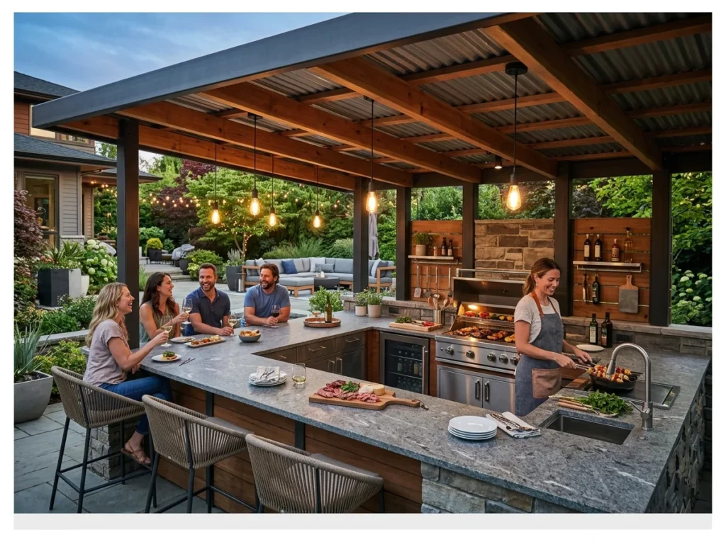 Modern Gazebo with Outdoor Kitchen