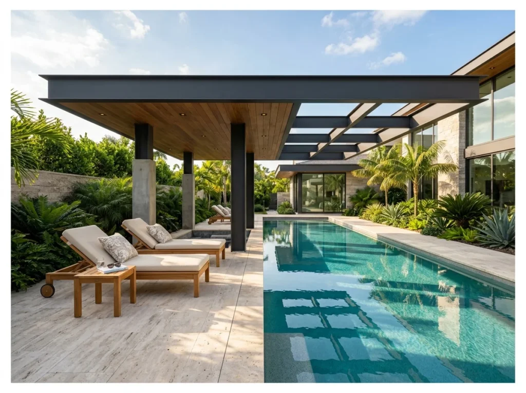 Modern Gazebo Over a Pool