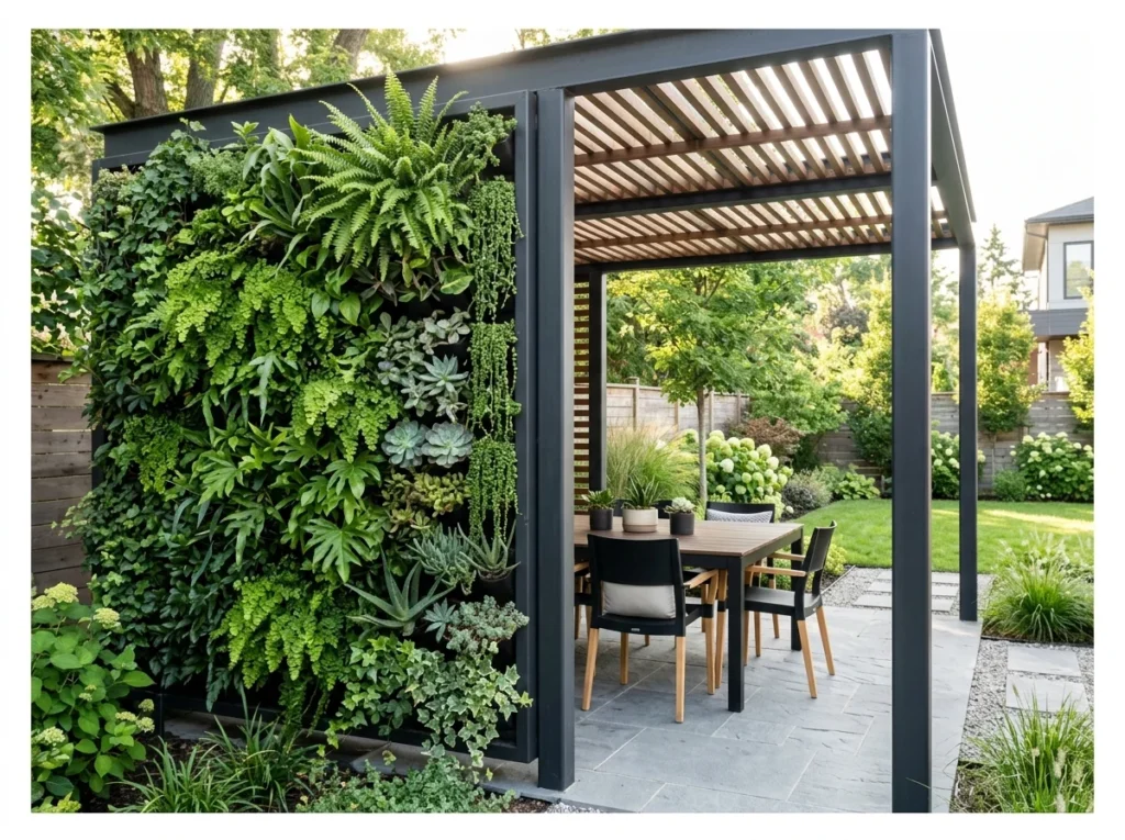 Modern Gazebo with Vertical Garden