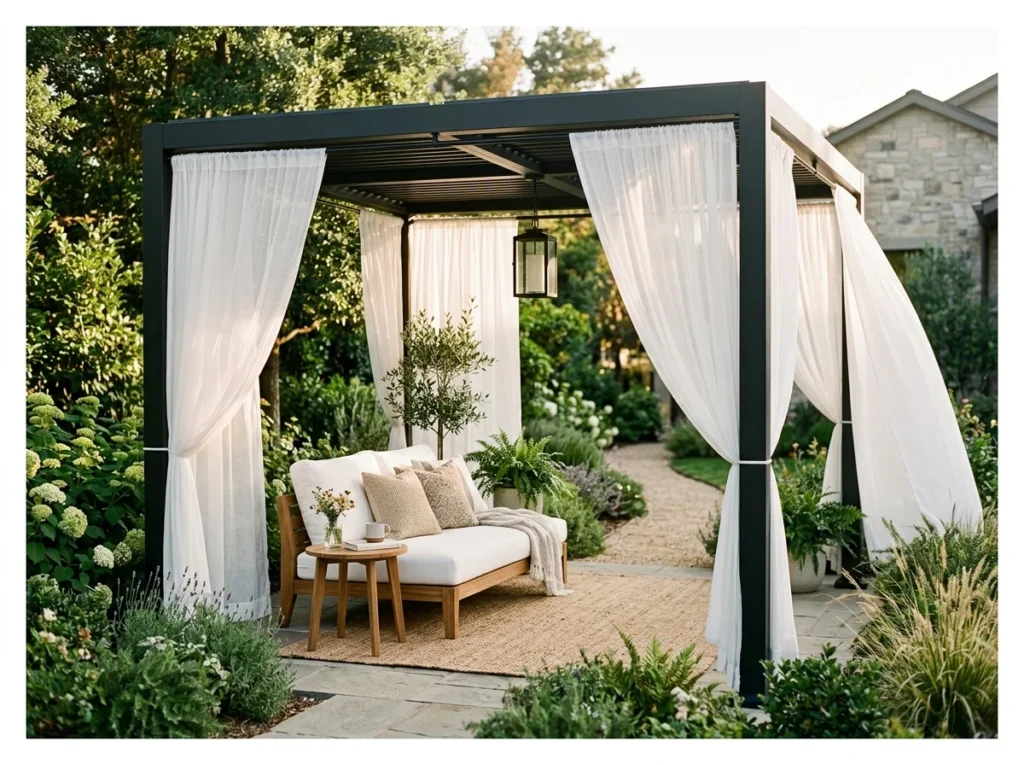 Modern Gazebo with Curtain Panels