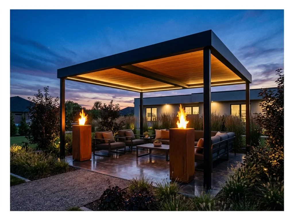 Modern Gazebo with Fire Feature