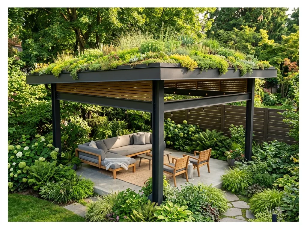 Modern Gazebo with Living Green Roof