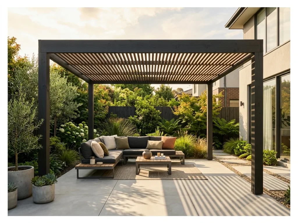 Modern Flat-Roof Timber Pergola