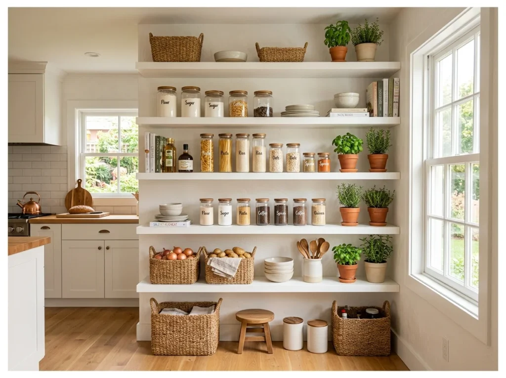 Open Shelf Pantry Display Wall