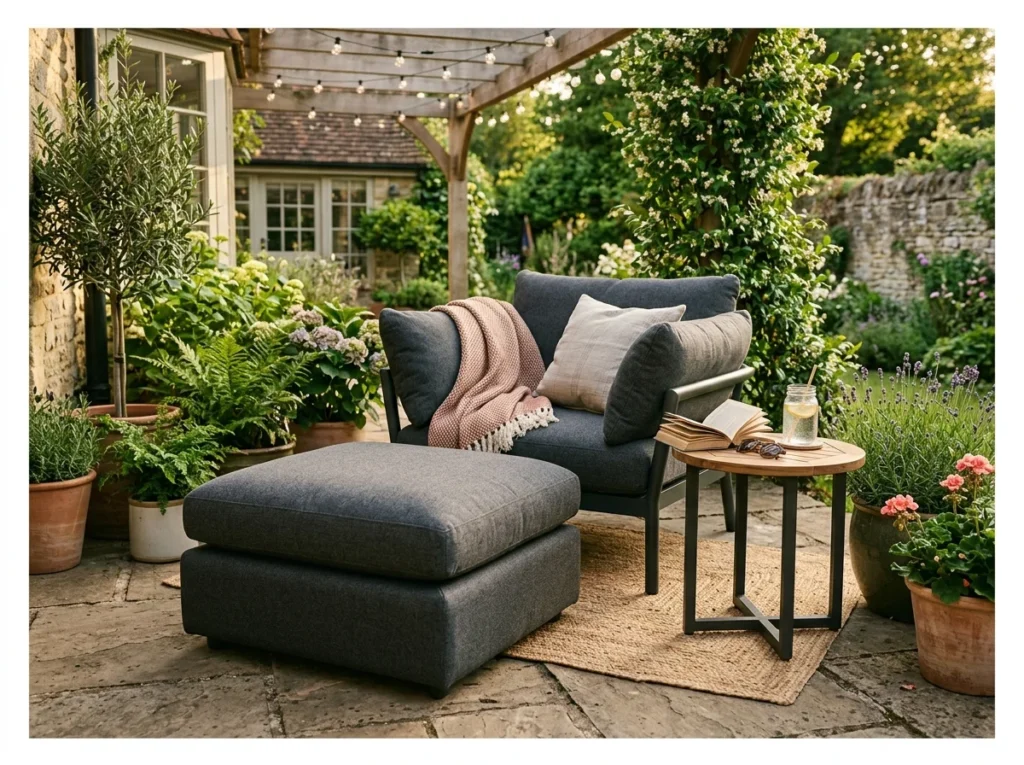 Outdoor Lounge Chair with Ottoman