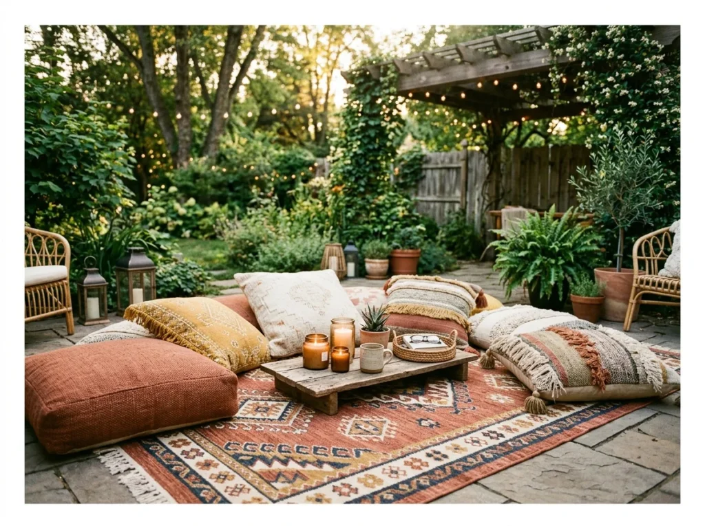 Outdoor Rug and Floor Cushions