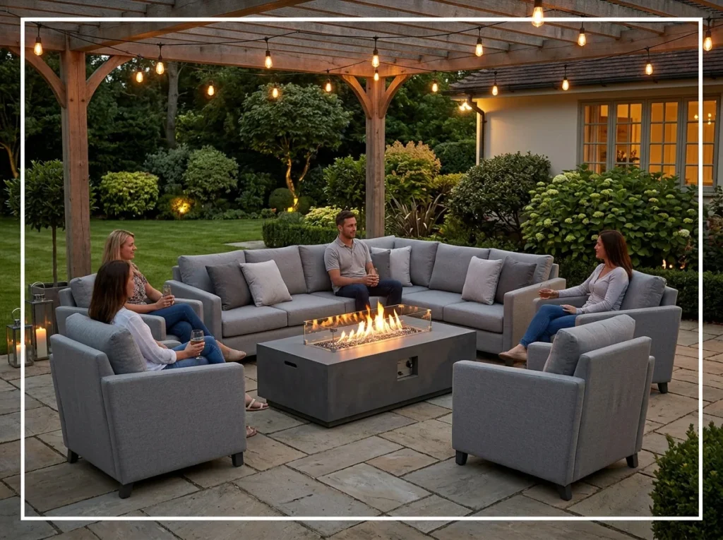 Outdoor Sofa with Fire Table