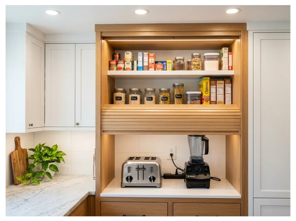 Pantry with Appliance Garage Section