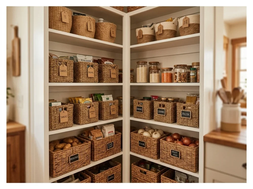 Corner Pantry with Basket Storage