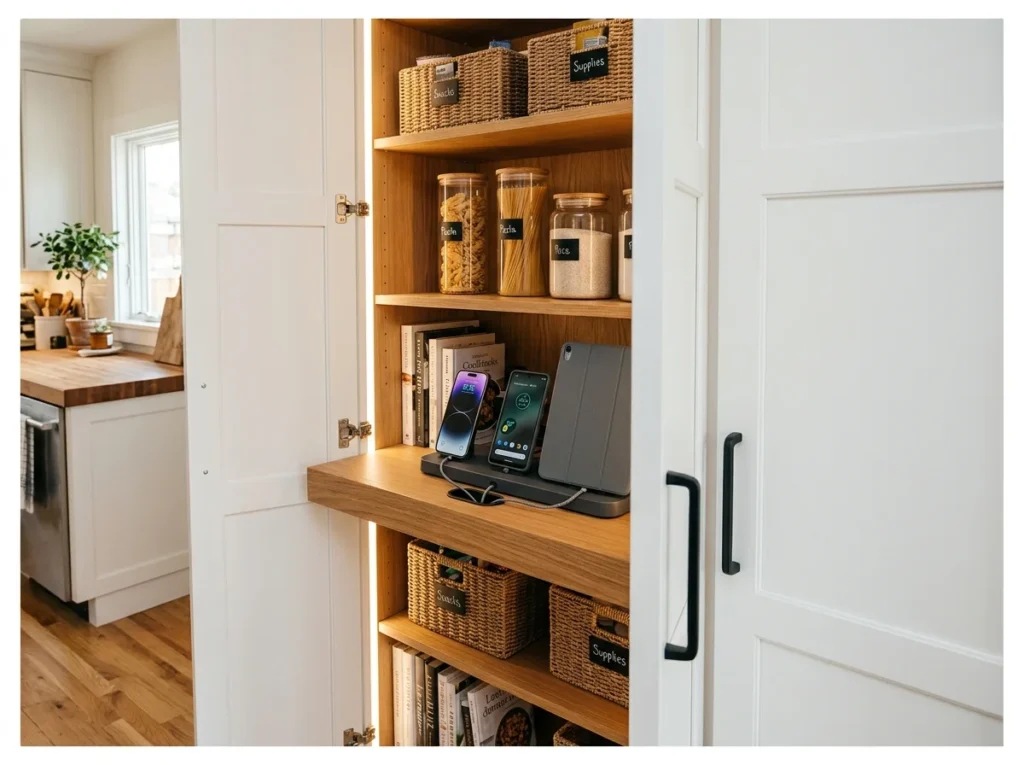 Pantry with Built-In Charging Station