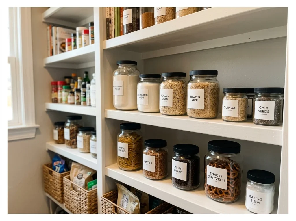Labeled Glass Jar Organization