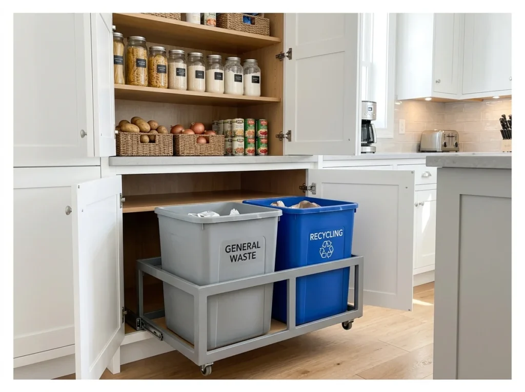 Pull-Out Waste Bin Pantry Section