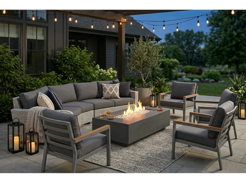Patio Sofa with Fire Table
