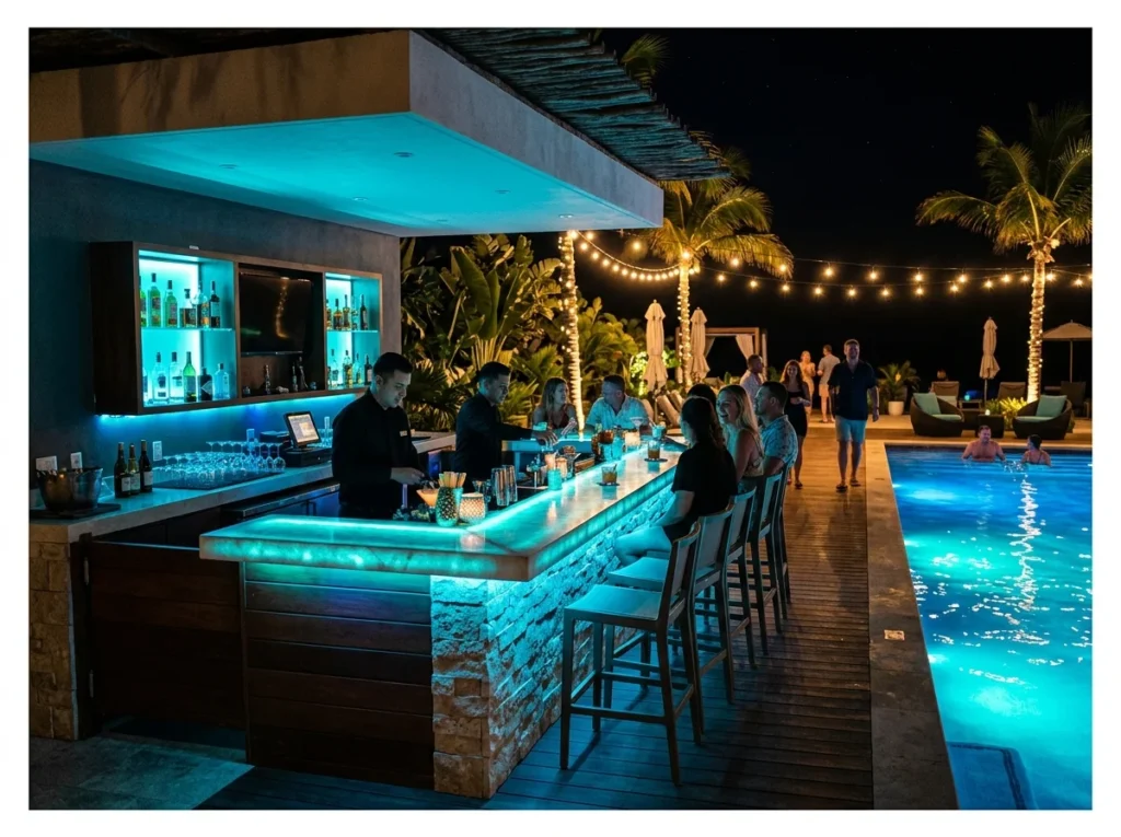 Pool Bar with LED Lighting
