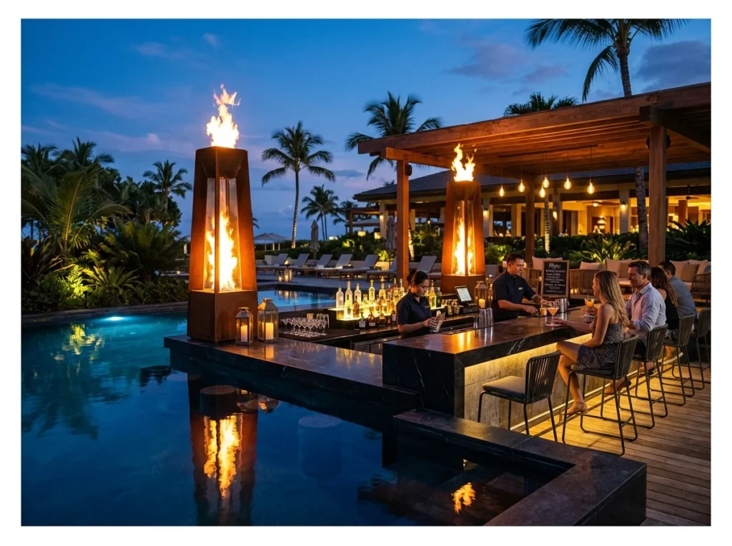 Pool Bar with Fire Feature