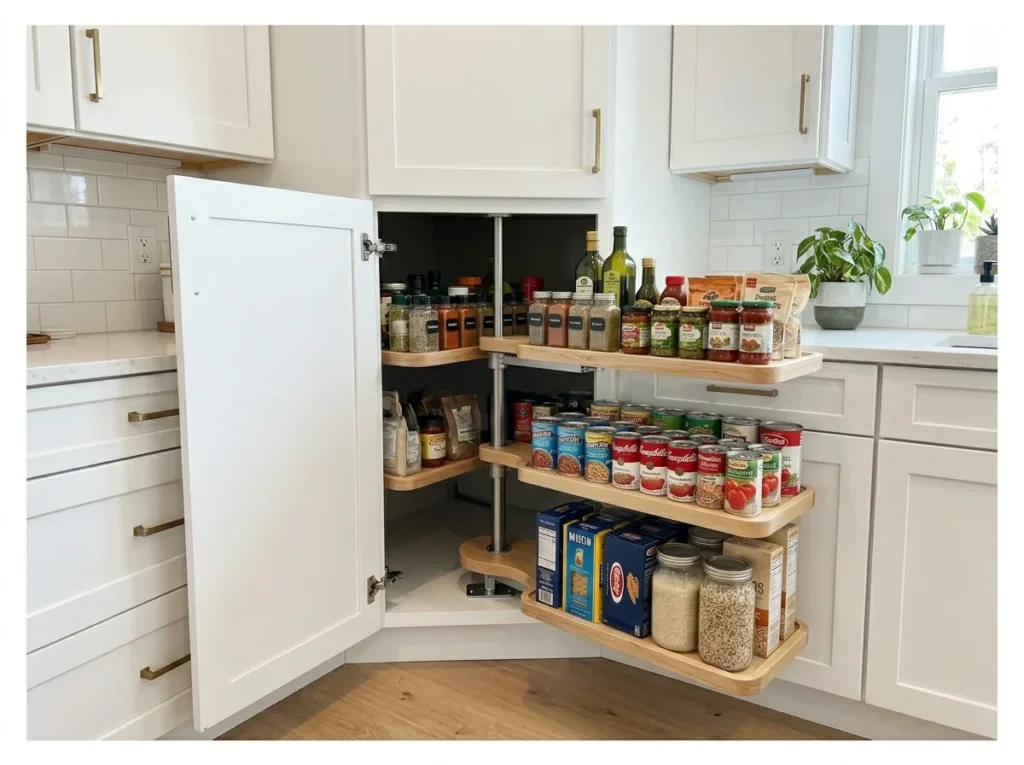 Pull-Out Swing Shelf Corner Pantry