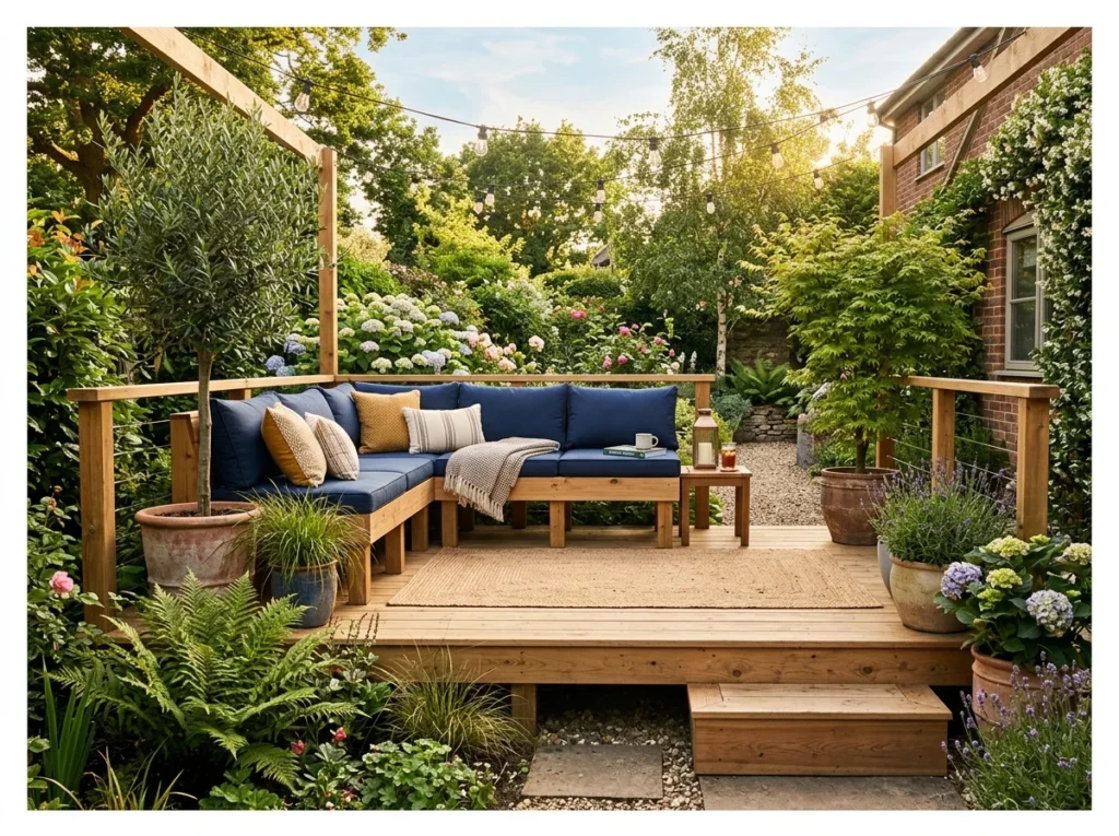 Raised Deck with Built-In Bench