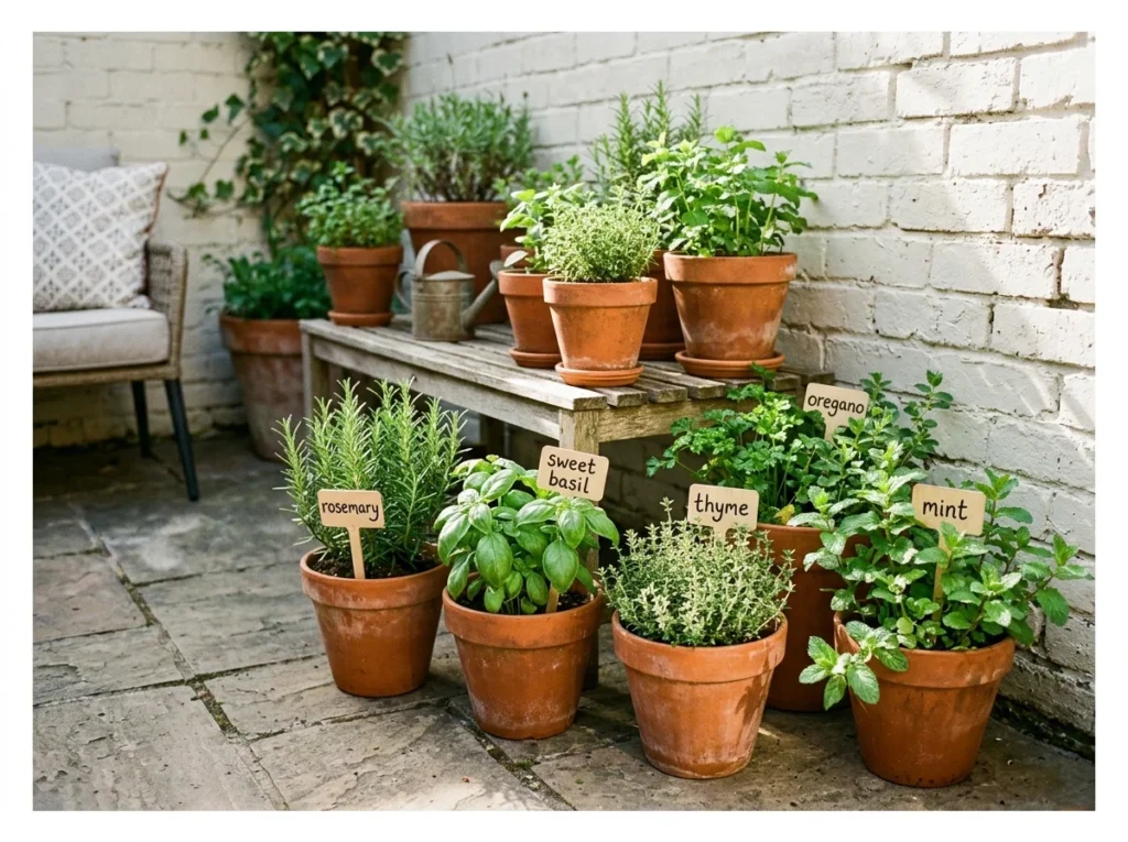 Small Herb Garden in Pots