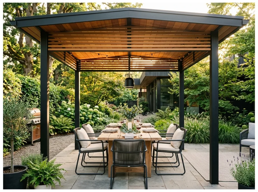 Timber and Steel Modern Gazebo